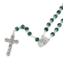 Holyland Rosary Green Glass Beaded Rosary With Crucifix and Jordan River Water - 3