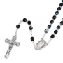 Holyland Rosary Iridescent Black Beaded Rosary With Crucifix and Jordan River Water - 3