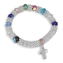 Holyland Rosary Multicolored Gemstone Beaded Rosary Bracelet With Latin Cross Charm - 1
