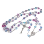 Holyland Rosary Pink and Blue Beaded Rosary With Jerusalem Cross and Crucifix - 2