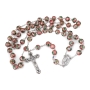 Holyland Rosary Pink Cloisonné Rose Beaded Rosary With Virgin Mary and Crucifix - 2