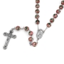 Holyland Rosary Pink Cloisonné Rose Beaded Rosary With Virgin Mary and Crucifix - 4