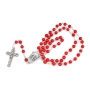 Holyland Rosary Red Coral Beaded Rosary  With Crucifix and Jordan River Water - 2
