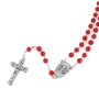 Holyland Rosary Red Coral Beaded Rosary  With Crucifix and Jordan River Water - 4