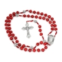 Holyland Rosary Red Wooden Beaded Rosary With Crucifix and Jordan River Water - 2