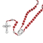 Holyland Rosary Red Wooden Beaded Rosary With Crucifix and Jordan River Water - 4
