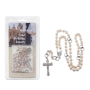 Holyland Rosary Silver Rings and Pearl Bead Wedding Rosary with Crucifix and Jerusalem Cross - 1