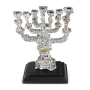 Silver-Plated and Gold-Accented Seven-Branched Menorah With 12 Tribes (Hoshen) Design - 1