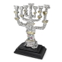 Silver-Plated and Gold-Accented Seven-Branched Menorah With 12 Tribes (Hoshen) Design - 2