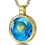 24K Gold Plated and Large Cubic Zirconia Necklace with 24K Gold Heart and "I Love You" Micro-Inscribed in 120 Languages - 1