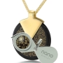"I Love You" In 120 Languages  24K Gold Pendant Necklace with Onyx Stone Micro-Inscribed - 7