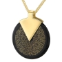 "I Love You" In 120 Languages  24K Gold Pendant Necklace with Onyx Stone Micro-Inscribed - 1