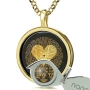 "I Love You" Heart Necklace with 120 Languages - Onyx Stone Micro-Inscribed with 24K Gold - 8