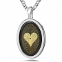 Sterling Silver and Onyx Necklace with 24K Gold Heart and "I Love You"  Micro-Inscribed in 120 Languages - 2