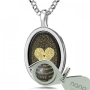 Sterling Silver and Onyx Necklace with 24K Gold Heart and "I Love You"  Micro-Inscribed in 120 Languages - 5