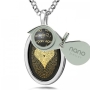 Sterling Silver and Onyx Necklace with 24K Gold Heart and "I Love You"  Micro-Inscribed in 120 Languages - 6