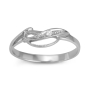 Anbinder 14K White Gold Freeform Women’s Ring with Single Diamond Accent - 2