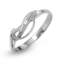 Anbinder 14K White Gold Freeform Women’s Ring with Single Diamond Accent - 1