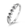 Anbinder 14K White Gold Freeform Zig-Zag Women's Ring with White and Black Diamonds - 1