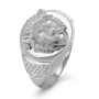 14K Gold Lion of Judah Men's Ring With Halo of White Diamonds - 6