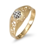 Anbinder 14K Yellow Gold Diamond-Studded Openwork Women’s Jerusalem Cross Ring - 1
