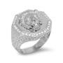 14K Gold Lion of Judah Men's Ring With Halo of White Diamonds - 7