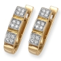14K Gold Three Squares Earrings with 24 Diamonds  - 1