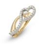 14K Gold Modern Heart Earrings with Diamonds - 2