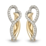 14K Gold Modern Heart Earrings with Diamonds - 1
