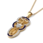 Anbinder Jewelry 14K Yellow Gold Messianic Seal Bubble Frame Unisex Pendant with Diamonds and Blue Enamel - 3