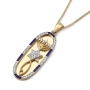 Anbinder Jewelry 14K Gold Diamond Embedded Messianic Seal Unisex Pendant with Blue Enamel  - 2