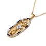 Anbinder Jewelry 14K Gold Diamond Embedded Messianic Seal Unisex Pendant with Blue Enamel  - 3