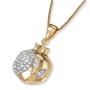 Anbinder 14K Yellow Gold Pavé Rounded Pomegranate Pendant with Floral Motif - 1