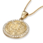 Anbinder 14K Gold ‘Echoes of Jerusalem’ Circular Pendant with Diamond Halo Border - 4