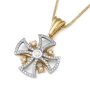 Anbinder Jewelry 14K Gold Two-Tone Diamond Embedded Jerusalem Cross Pendant - Unisex - 2