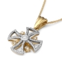 Anbinder Jewelry 14K Gold Two-Tone Diamond Embedded Jerusalem Cross Pendant - Unisex - 3