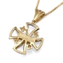 Anbinder Jewelry 14K Gold Two-Tone Diamond Embedded Jerusalem Cross Pendant - Unisex - 4