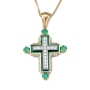 Anbinder Jewelry Luxurious 14K Gold Latin Cross Unisex Pendant with Diamonds and Emeralds - 1