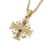 Anbinder Two-Tone 14K Yellow and White Gold Milgrain Jerusalem Cross Pendant with Bilateral Diamond Rows - 2