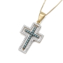 14K Yellow Gold Spinning Latin Cross Pendant Necklace with Diamonds - 4