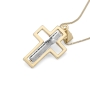 14K Yellow Gold Spinning Latin Cross Pendant Necklace with Diamonds - 2