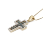 14K Yellow Gold Spinning Latin Cross Pendant Necklace with Diamonds - 5