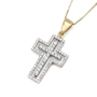 14K Yellow Gold Spinning Latin Cross Pendant Necklace with Diamonds - 6