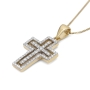 14K Yellow Gold Spinning Latin Cross Pendant Necklace with Diamonds - 8