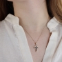 14K Yellow Gold Spinning Latin Cross Pendant Necklace with Diamonds - 3