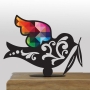 Iris Design Dove of Peace Sculpture With Multi-Colored Tail - 2
