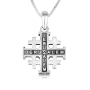 Marina Jewelry Sterling Silver and Gold Plated Jerusalem Cross Necklace with Zircon and Garnet Stone - 2
