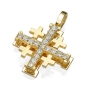 Yaniv Fine Jewelry Two-Tier 18K Gold Jerusalem Cross Pendant with Diamonds - Choice of Yellow, White or Rose Gold - 1