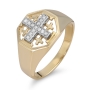 Anbinder 14K Yellow Gold Unisex Jerusalem Cross Diamond Ring - 1