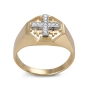 Anbinder 14K Yellow Gold Unisex Jerusalem Cross Diamond Ring - 2